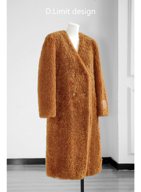 时尚休闲无领双排扣皮草DLOB3779