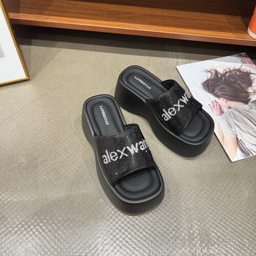 22-5夏季新品女水钻厚底拖鞋增高6cm