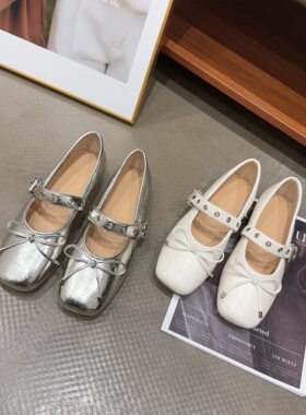 1231-1春夏季新品女方头平底一字带浅口单鞋时尚舒适韩版网红同款