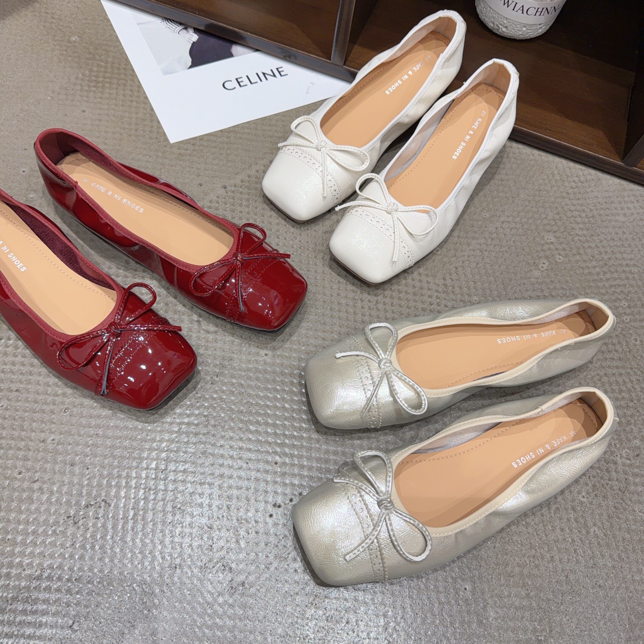 1513-1秋季新品女方头平底浅口蝴蝶结小单鞋软底舒适韩版小清新