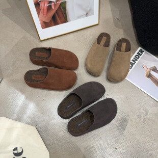 女真皮真毛包头勃肯半拖内增高4cm简约网红款 新品 7乐乐家冬季 532