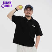 BlankGentle经典 休闲 T恤宽松美式 LOGO印花黑色全棉Polo衫 翻领短袖