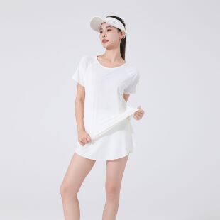瑜伽服套装 女瑜伽服速干短袖 防走光羽毛球吸汗显瘦夏透气健身短裤