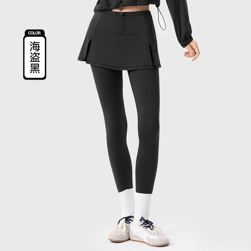 假两件瑜伽裙裤运动紧身可外穿健身裤高腰网球裤跑步长裤
