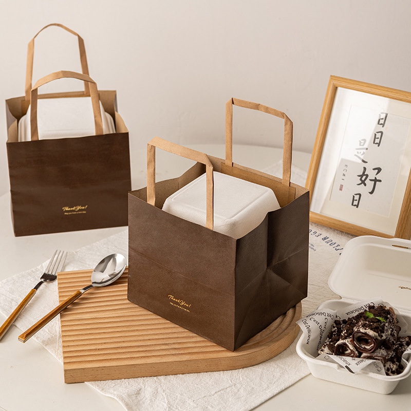 网红甜品手提袋烘焙蛋糕手提纸袋便当甜品一次性手提打包袋月饼袋