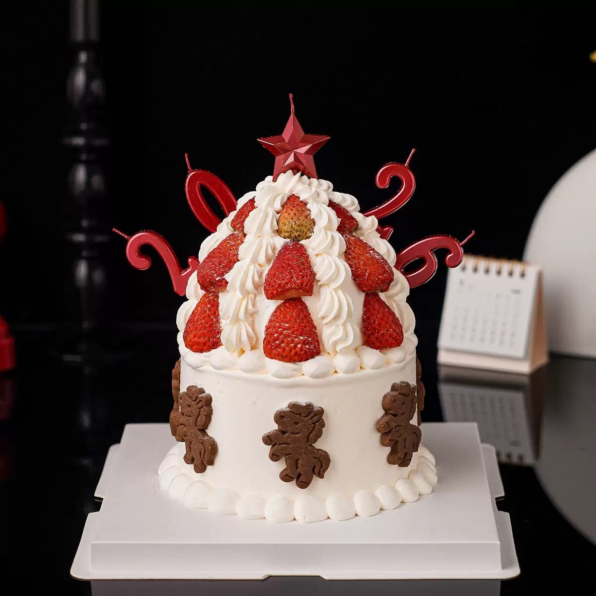 2026新年快乐蛋糕装饰数字蜡烛摆件马年跨年除夕星星蜡烛装扮饼干