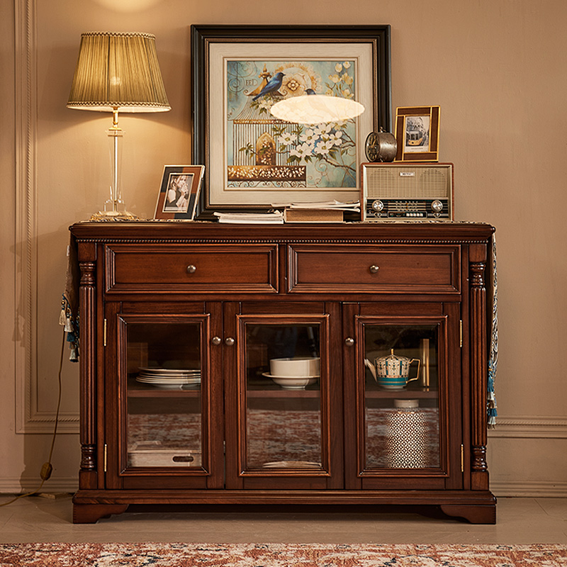 餐边柜惠家名匠美式金丝柚木