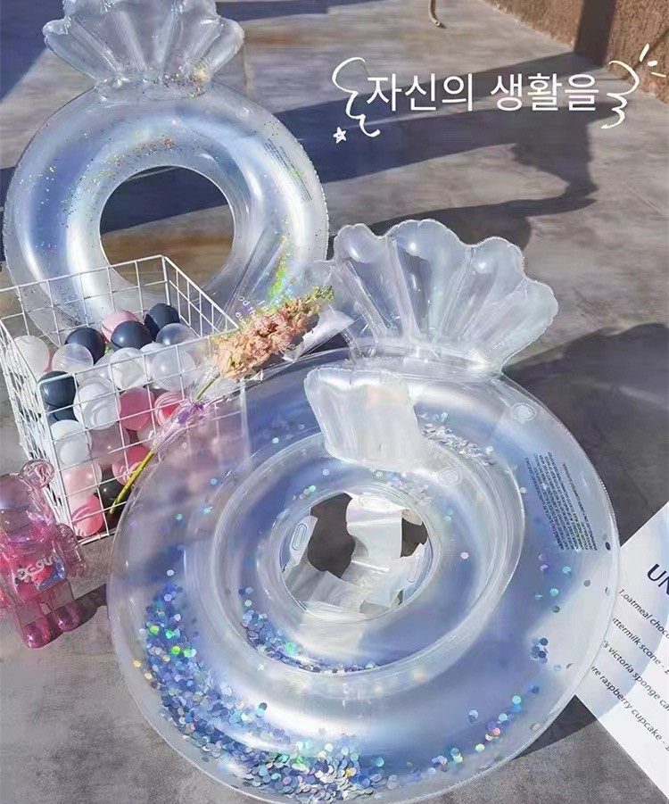 2022新款儿童泳圈加厚女童中小童皇冠造型腋下透明游泳圈浮圈座圈