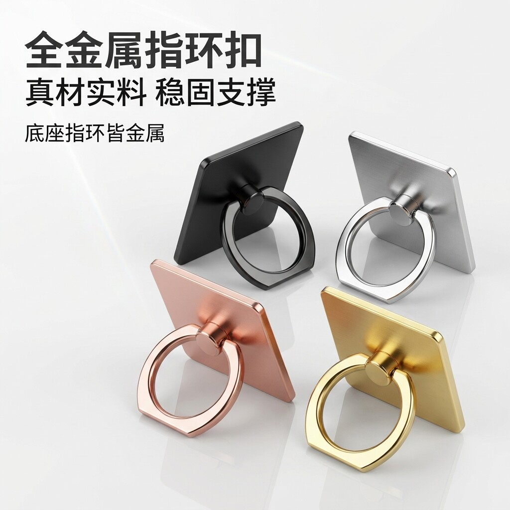 全金属手机指环支架 360度旋转指环扣创意懒人手机扣牢固耐用
