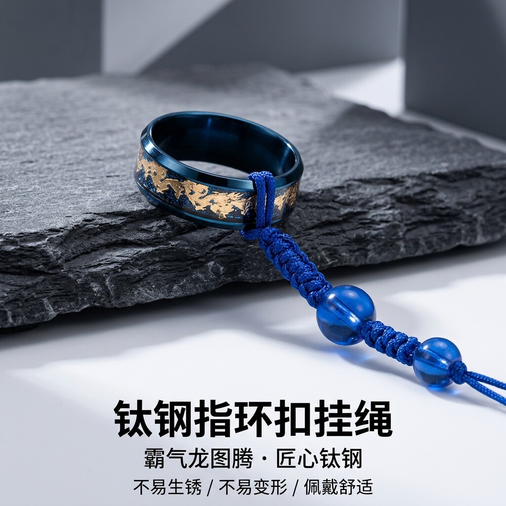 手机挂绳中国风龙钛钢指环扣适用于小米华为苹果手机壳通用挂绳
