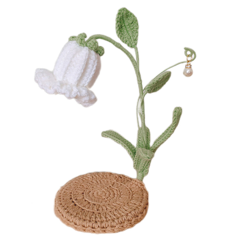 DIY HAND-WOVEN LILY-OF-THE-VALLEY FLOWER NIGHT LIGHT WOOL CROCHET PLUSH FLOWER TABLE LAMP FOR GIRLFRIENDS AND FRIENDS AS A GIFT FINISHED PRODUCT