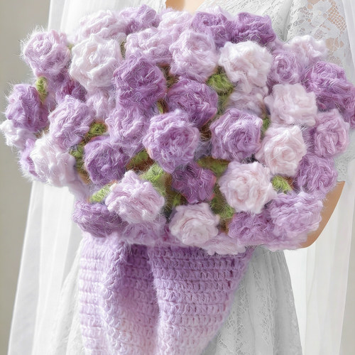 梦幻渐变尖角玫瑰花束毯子毛绒线