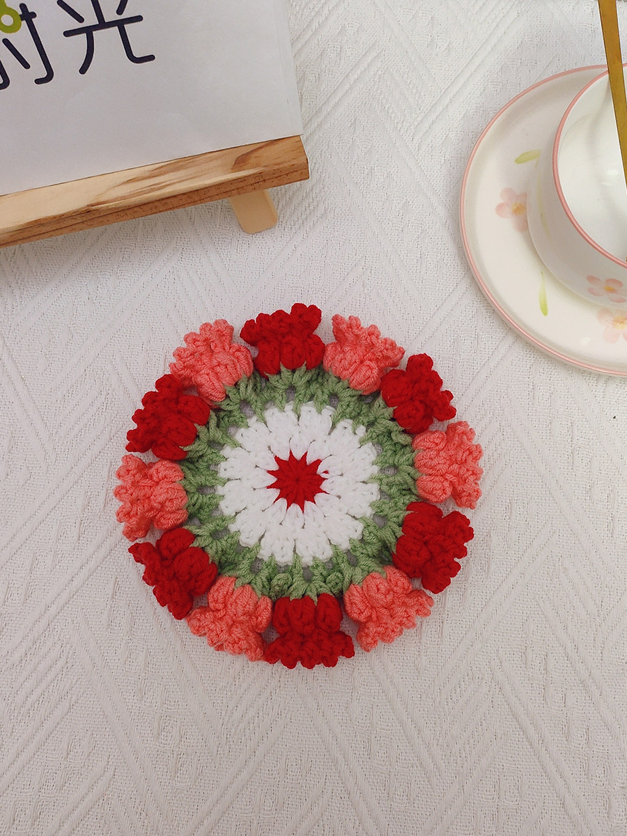 DIY HAND-WOVEN LILY OF THE VALLEY FLOWER WATER COASTER HEAT INSULATION PAD WIND CHIME SMALL FLOWER WOOL CROCHET MATERIAL BAG GIRLFRIEND GIFT