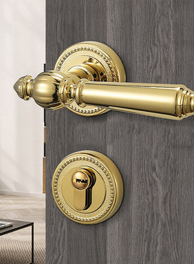 冠宁厂家美式金色门锁室内卧室分体房门锁木门把手轻奢磁吸静音锁