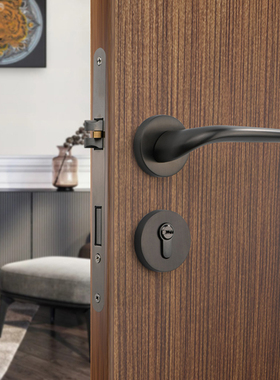 冠宁现代门锁室内卧室房门锁静音磁吸门锁分体金色拉丝家用木门锁