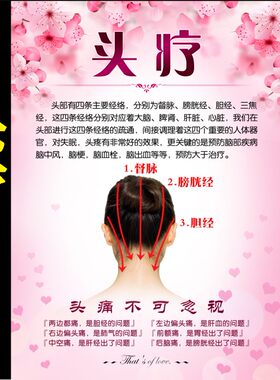 养生好处按摩功效头部宣传海报