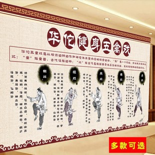 华佗健身五禽戏挂图中医养生海报文化宣传展板养生图片挂画养生馆