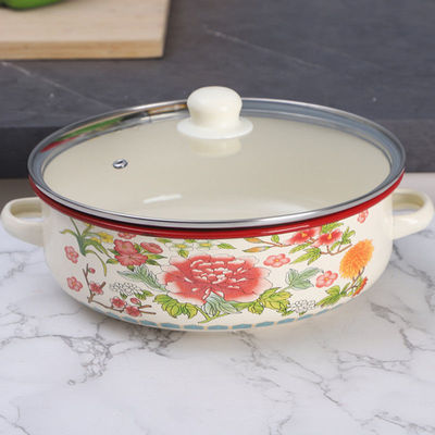 特厚珐琅锅家用炖锅炖盅煮锅煲汤锅搪瓷锅火锅双耳锅电磁炉燃气通