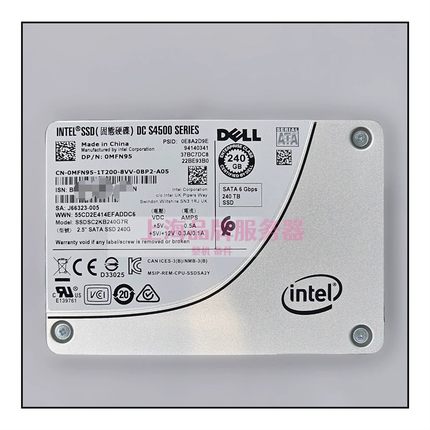 DELL/戴尔  0MFN95 240GB R640 R940 240G英特尔S4500硬盘固态SSD