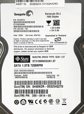 SUN 1T SATA 7.2K硬盘540-7910-02 390-0414-05 ST31000NSSUN1.0T