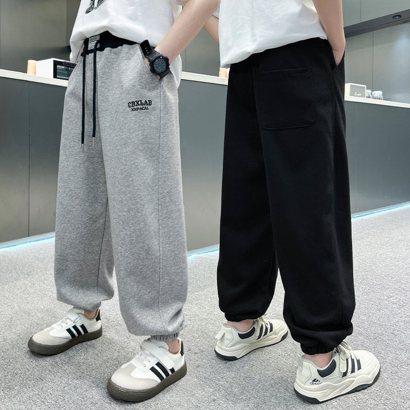 男童运动裤夏季薄款2025新款大童痞帅夏裤防蚊长裤儿童装束脚卫裤