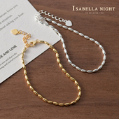 米粒925纯银通体手链串珠镀18K金设计感小众耐看细手串送女生日礼