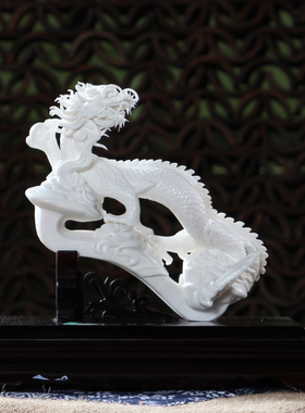 室内祥龙献瑞中式风办公桌工艺品