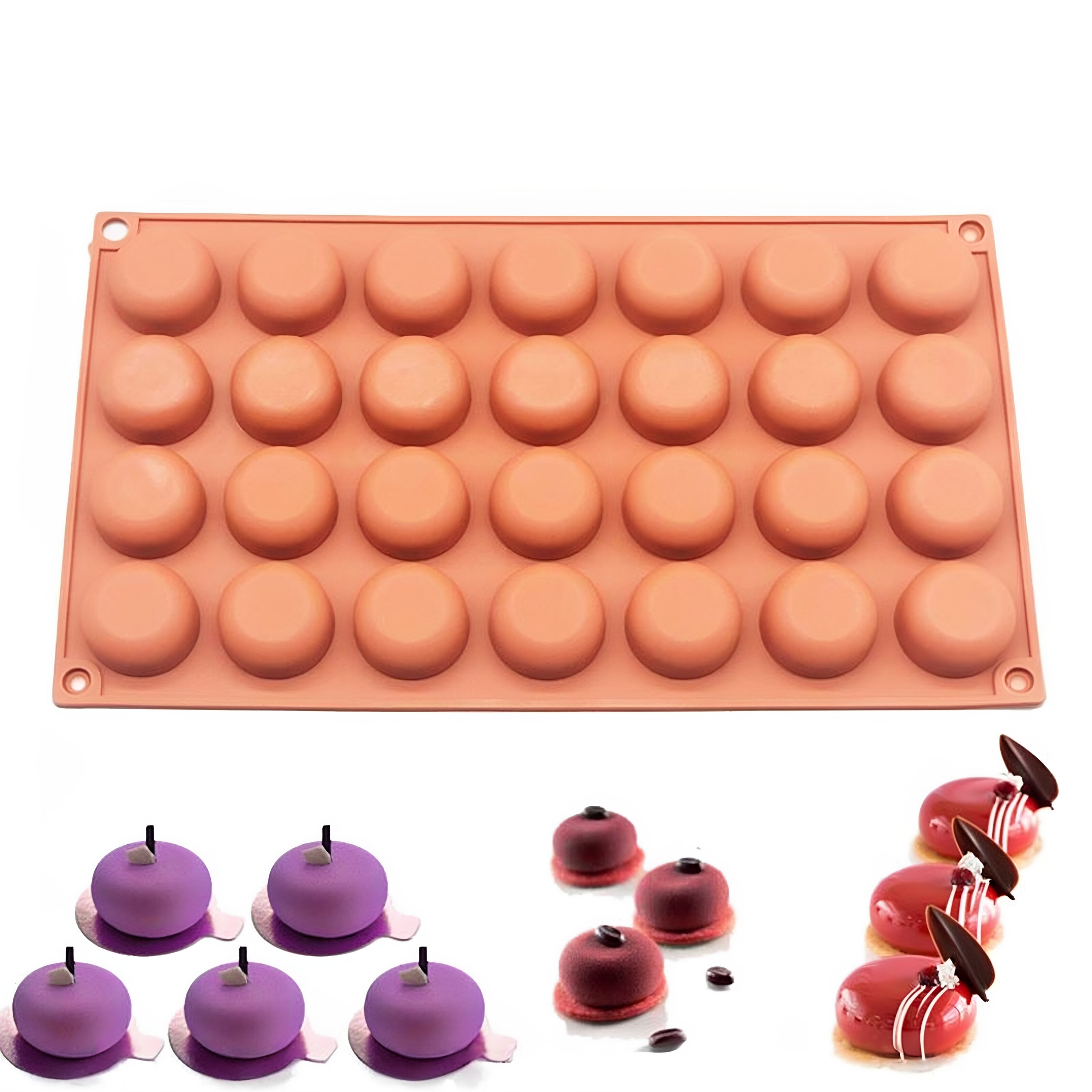 28连扁圆形模具巧克力硅胶模具圆形小馒头蛋糕冰格慕斯夹心模具