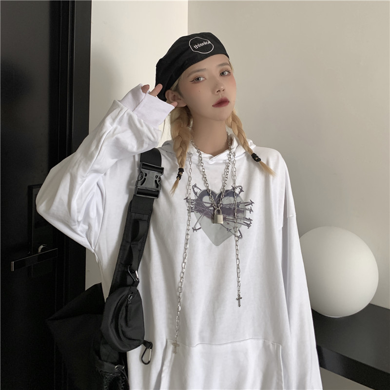 Harajuku thin hooded women's super fire loose lazy style coat women