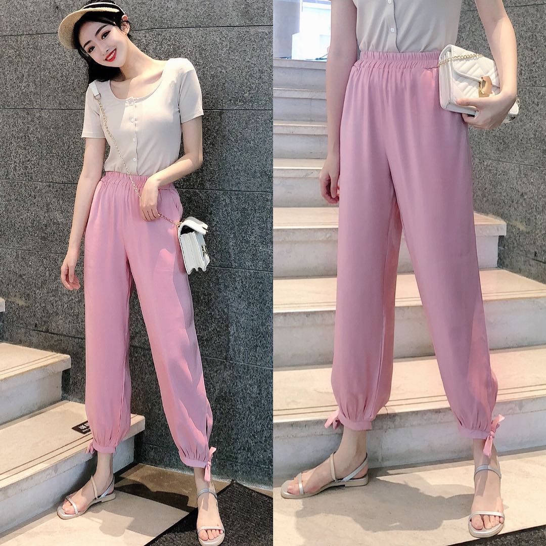 Women's Chiffon knickers summer thin anti mosquito loose wide leg pants