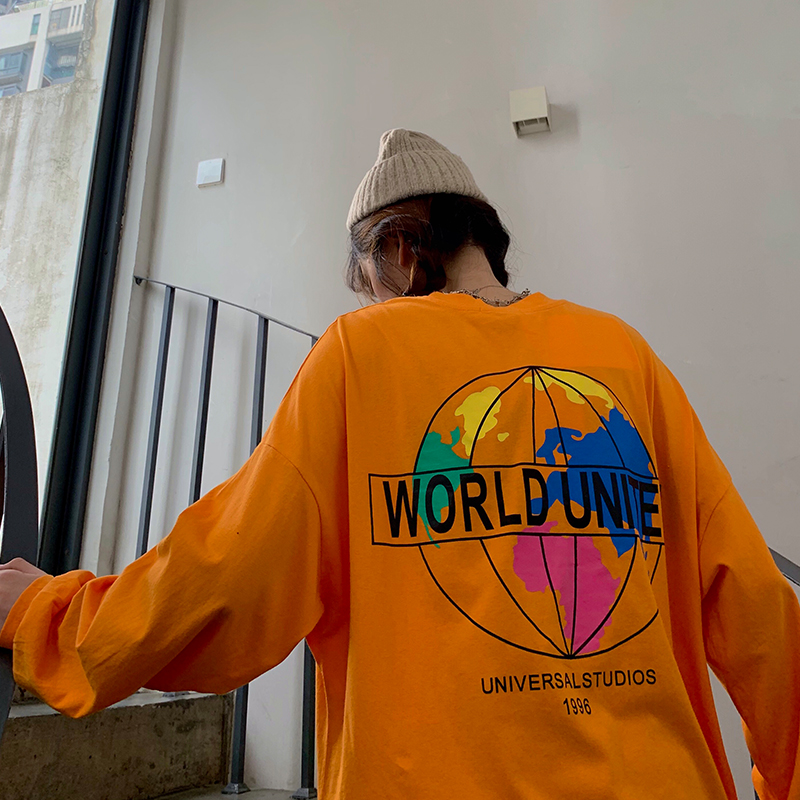 Real shot loose and versatile round neck long sleeve thin sweater woman