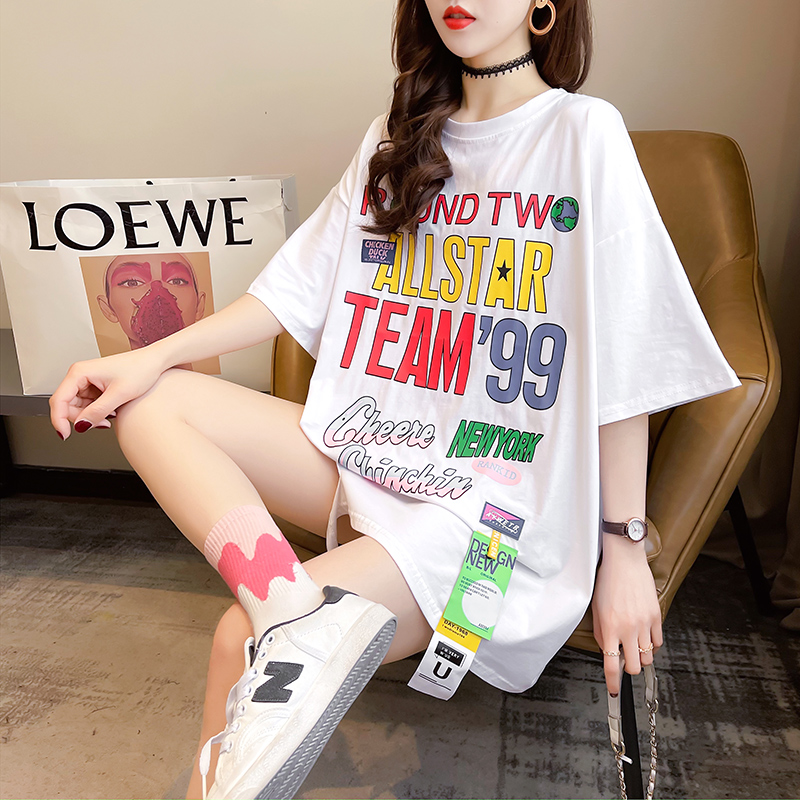 Real shot short sleeve T-shirt women's summer new Korean Middle School Students' top large women's dress