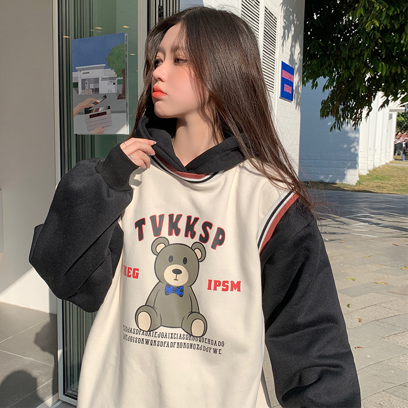 Real shooting fish scale fake two little bear bodyguards women's loose Korean thin fried Street jacket