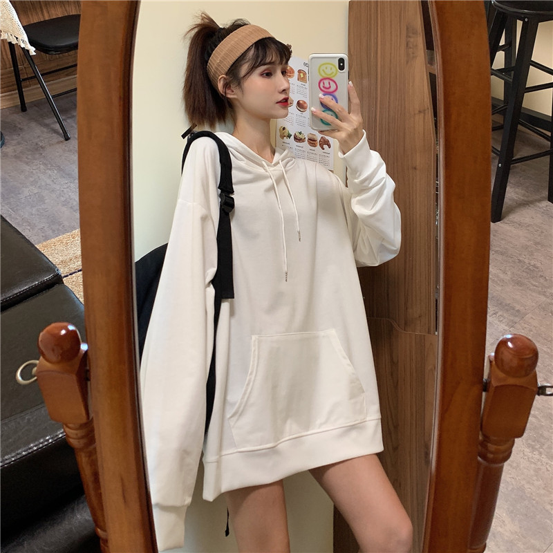 New solid color hooded sweater women's spring and autumn thin Korean loose BF net red ins fashion long sleeve top