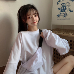 Real shooting super fire long sleeve T-shirt women's fashion Korean loose Hong Kong style top