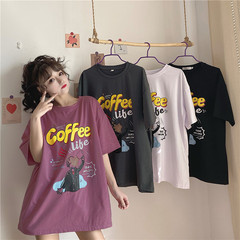 Real shot new summer wear loose and versatile printed letter short sleeve T-shirt top women's cotton