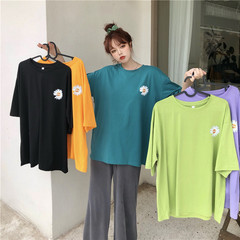 Real shot daisy color short sleeve T-shirt for girls to wear loose clothes in summer