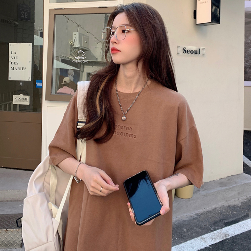實拍短袖恤女字母凹凸