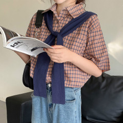 Plaid pure shawl real college style shirt