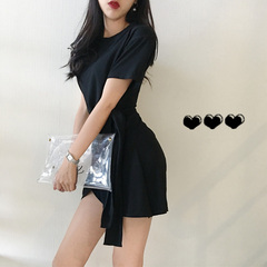 Official figure cotton new fashion trend medium length bandage waist word short skirt