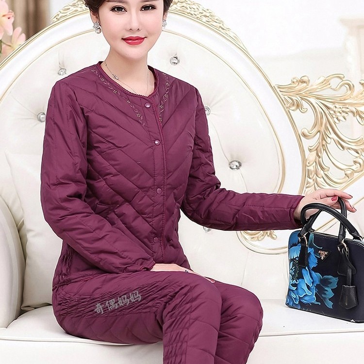 中老年女款羽绒服内胆保暖套装棉衣裤妈妈老人内穿轻薄羽绒裤修身