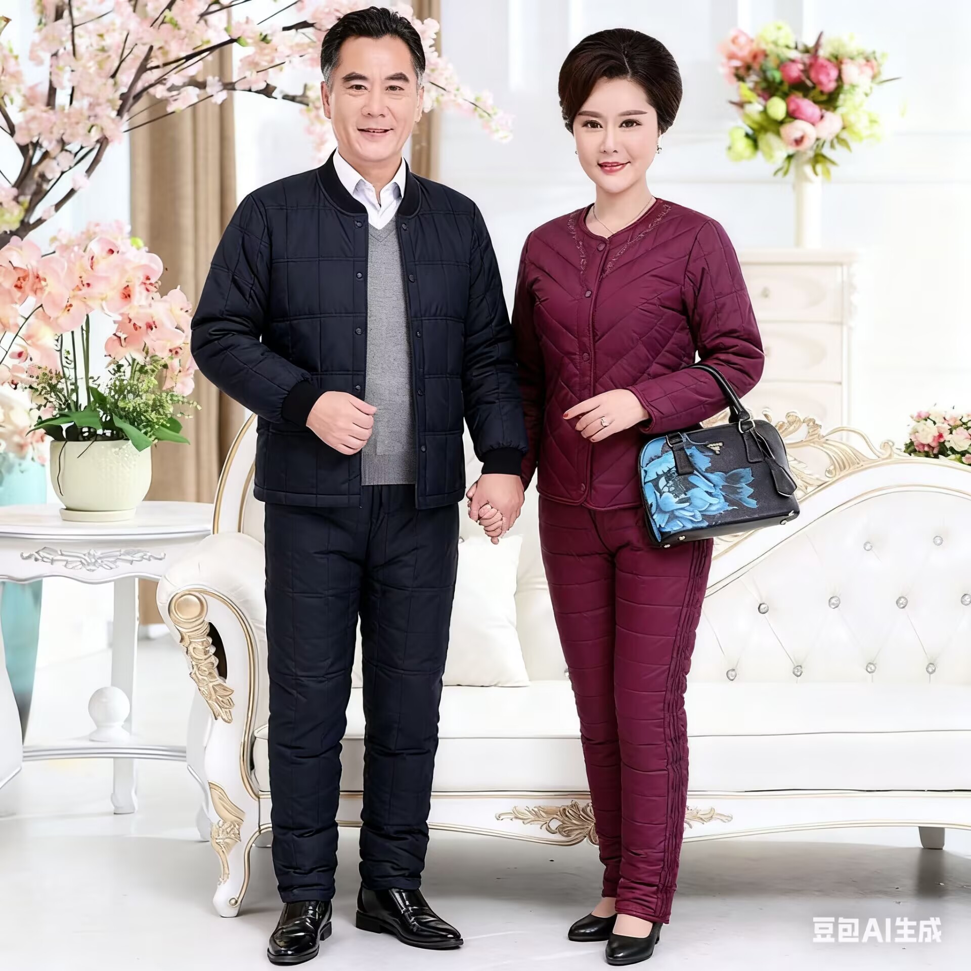 中老年男款女士老人羽绒服内胆保暖套装加厚羽绒裤内穿爸爸妈妈