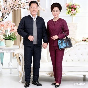 中老年男款女士老人羽绒服内胆保暖套装加厚羽绒裤内穿爸爸妈妈