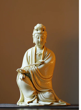 有余美器白瓷如意观音 手工雕塑摆件