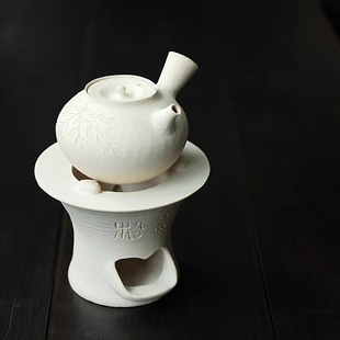 松风舍程伟手作 白陶炭炉套组 烧水煮茶套组 燃料罐炉
