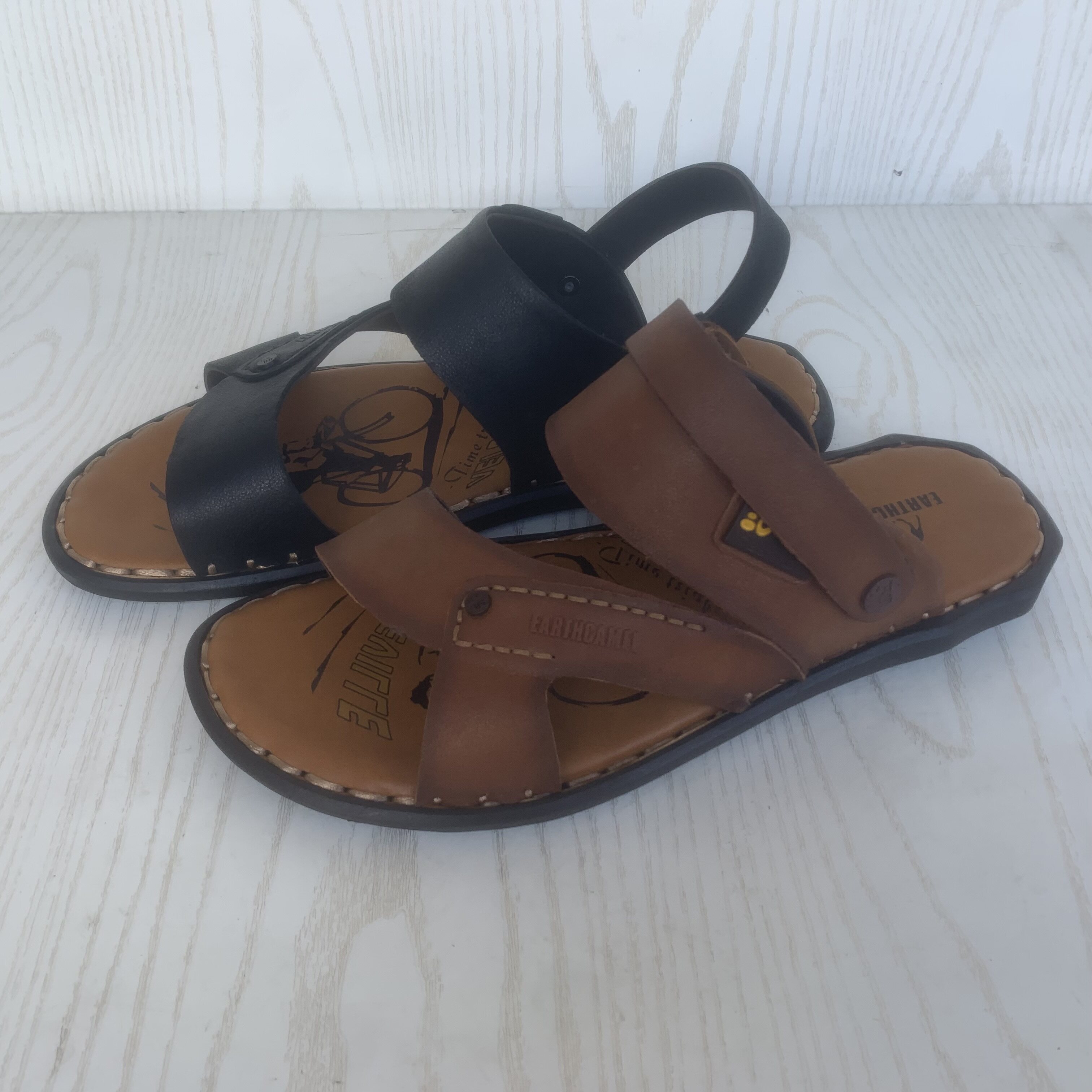 43/44码尾货牛皮男鞋夏季透气休闲舒适沙滩鞋断码捡漏特价凉拖鞋