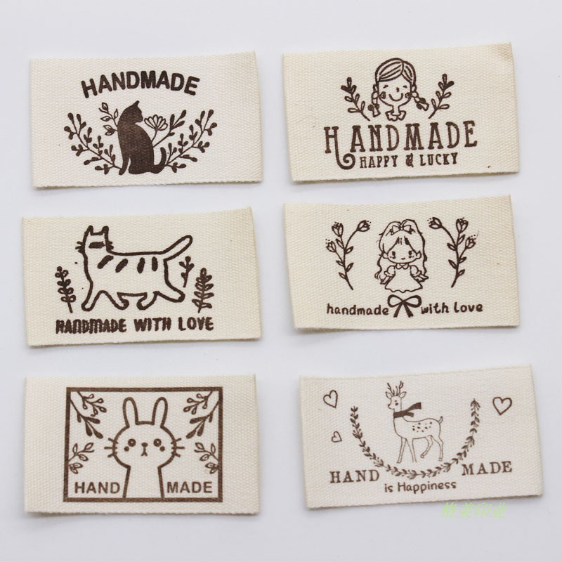 handmade纯棉布标印标现货本白棉带DIY手工品布标玩偶商标领标