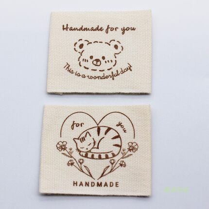 handmade纯棉布标印标现货本白棉带DIY手工品布标玩偶商标领标