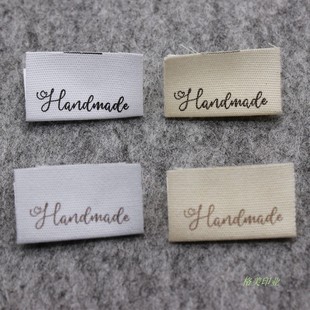 通用handmade纯棉标签商标侧标服装棉带印刷领标手工礼品发圈布标