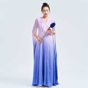 花椿诗意新中式 禅意高级感连衣裙 轻国风别致独特裙子棉麻显瘦水袖